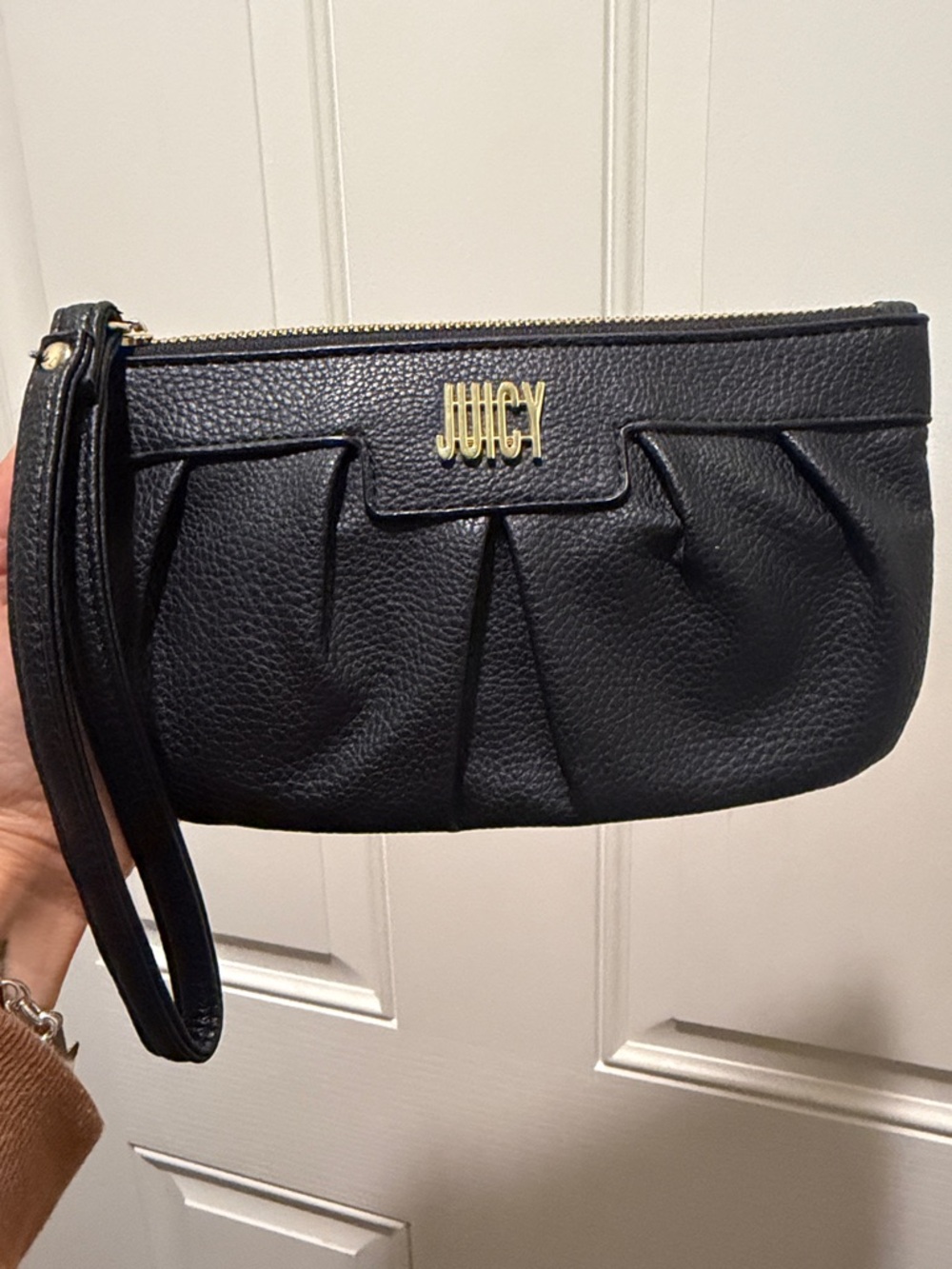 Juicy Couture Black Wristlet Clutch with Gold Logo